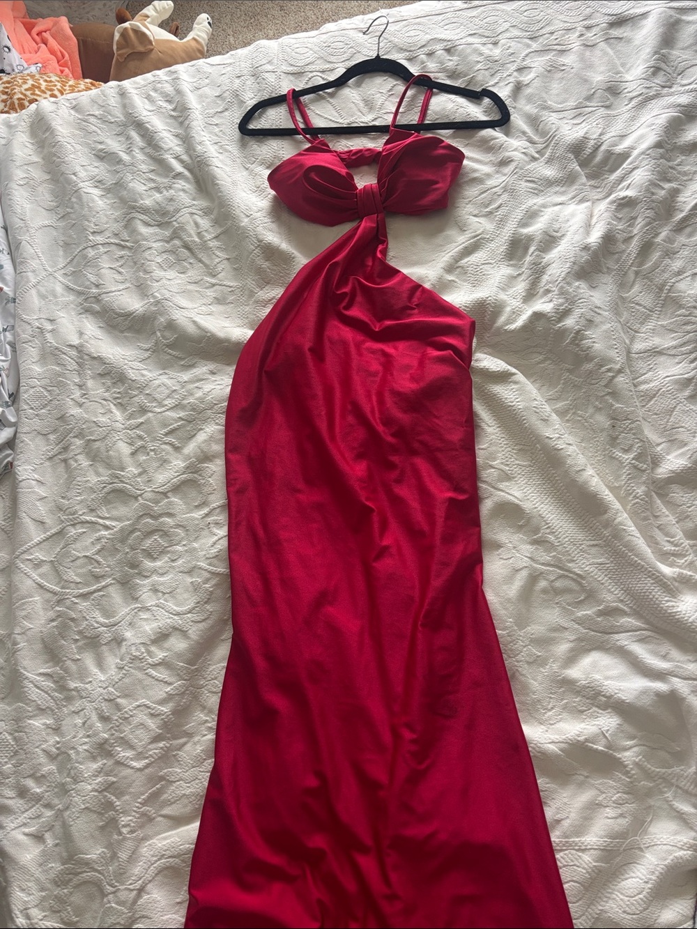 Backless Red Cutout Maxi Dress with Knotted Bodice